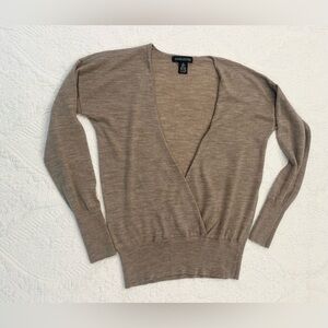 Banana Republic Women’s Small Taupe Merino Wool Wrap Sweater Balletcore Coquette